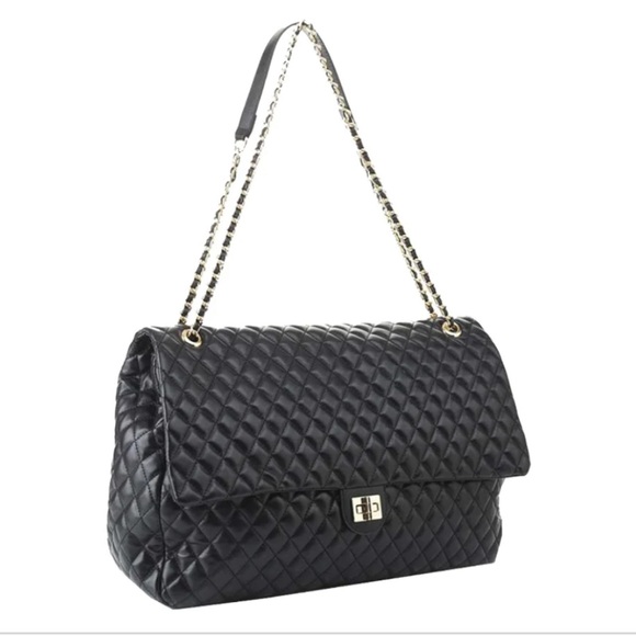 #13 Jumbo Black Quilted Design Texture Twist Turn Flap Open Closure… - Picture 2 of 7